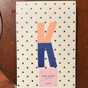 kate spade Cream Polka Dot Notepad with Pink & Navy K